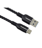 PremiumCord kabel USB-C - USB 3.0 A (USB 3.2 generation 1, 3A, 5Gbit/s) bavlněný oplet a hliníkové konektory 2m