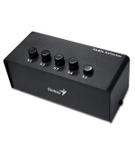 Genius Stereo Switching Box , Přepínač, audio, 2x RCA vstup, 5x 3,5mm jack výstup, stereo, černý