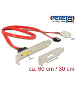 Delock Záslepka SATA 6 Gb/s 7 pin samice + Molex 2 pin napájení samec interní > SATA samec s pin 8 napájení externí