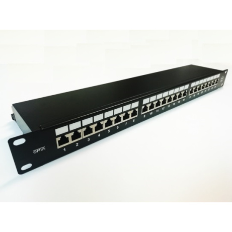 Patch panel 24p.Cat6A STP 1U osazený černý