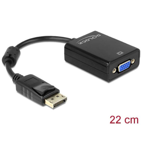 Delock Adaptér Displayport 1.2 samec > VGA samice černá