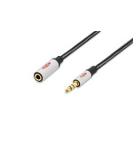 Ednet Audio prodlužovací kabel, stereo 3,5 mm samec/samice, 3,0 m, CCS, stíněný, bavlna, zlato, stříbrná/černá