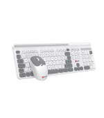 Klávesnice C-TECH Quallis WLKMC-05, bezdrátový combo set s myší, bílá, USB, CZ/SK