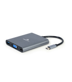 Gembird USB-C 6v1 multiport USB 3.1 + HDMI + VGA + PD + čtečka karet + stereo audio