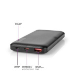 Nedis UPBKPD10000BK - Powerbanka | 10000 mAh | Výstup 1x USB-A / 1x USB-C™ | Vstup 1x Micro USB / 1x USB-C™ | PD2.0 18W