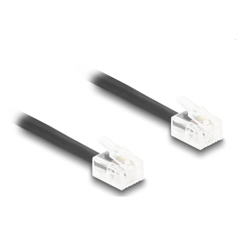 Delock Telefonní kroucený kabel ze zástrčky RJ11 na zástrčku RJ11, černý, 2 m