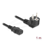Delock Napájecí šňůra k PC z pravoúhlé zemnicí zástrčky CEE 7/7, 90°, na zásuvku C13, 1 m, 3 x 1,00 mm2, černá