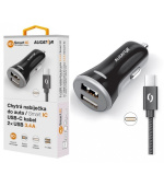 ALIGATOR Chytrá nabíječka do auta 3.4A, 2xUSB, smart IC, černá, USB-C kabel