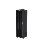 LANBERG Volně stojící skříň 19" 42U/600x600 (v rozloženém stavu) skleněné dveře LCD černá (RAL9004)
