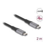 Delock USB 40 Gbps kabel USB Type-C™ samec na samec PD 3.1 240 W E-Marker 2 m šedá kovová