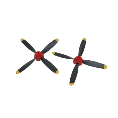 Čtyřlistá vrtule pro letadla s černým unašečem NEW VERSION 2ks červený kužel