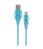 GEMBIRD prémiový nabíjecí a datový kabel Micro-USB, opletený bavlnou, 2 metry, modro-bílý