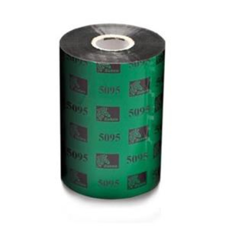 Zebra Resin Ribbon, 64mmx74m (2.52inx242ft), 5095; High Performance, 12mm (0.5in) core,