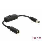 Delock Kabelový adaptér DC 5,5 x 2,5 mm samec > DC 5,5 x 2,5 mm samice s vypínačem 20 cm
