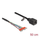 Delock Kabel ze zásuvky RJ45 na dráty s dutinkovými koncovkami Cat.5e, 50 cm, černý