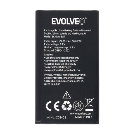 EVOLVEO orig. baterie 1800 mAh pro MaxPhone A1, StrongPhone Q1/Z4/W4