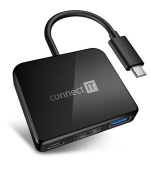 CONNECT IT USB-C hub, 3v1 (USB-C,USB-A,HDMI), externí, ČERNÝ