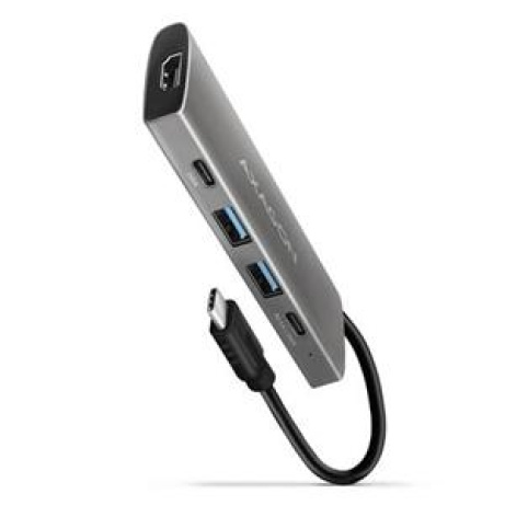 AXAGON HMC-5G21, USB 10Gb/s hub, porty 2x USB-A, 2x USB-C, HDMI 4k/30, PD 60W, kabel USB-C 13cm