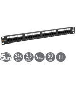 19" patch panel Solarix 24 x RJ45 CAT5E UTP 150 MHz černý 1U SX24-5E-UTP-BK