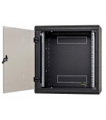 Nástěn.rack jednodílný 18U/495mm plech.dveře černý