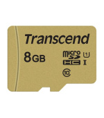 Transcend 8GB microSDHC 500S UHS-I U1 (Class 10) MLC paměťová karta (s adaptérem), 95MB/s R, 25MB/s W