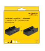 Delock Externí rozbočovač USB 5 Gbps se 2 x USB Typ-A a 1 x USB Type-C™ a slotem SD + Micro SD, s pojistným šroubem