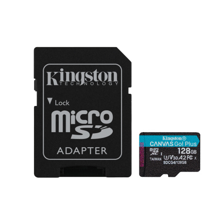 Kingston Canvas Go Plus A2/Micro SDXC/128GB/UHS-I U3 / Class 10/+ Adaptér