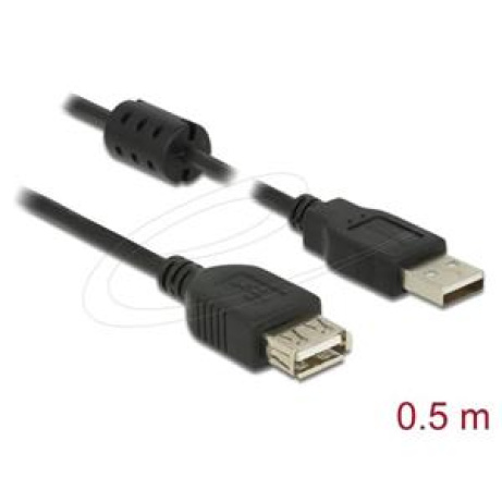 Delock Prodlužovací kabel USB 2.0 Typ-A samec > USB 2.0 Typ-A samice 0,5 m černý