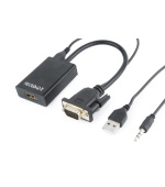 GEMBIRD adaptér VGA na HDMI, 0,15 m, černý