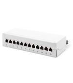 DIGITUS Desktop CAT 6A, patch panel, stíněné třídy EA, 12 portů RJ45, 8P8C, LSA, šedá RAL 7035
