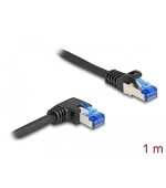 Delock Síťový kabel rozhraní RJ45 Cat.6A, S/FTP, přímý / pravý pravoúhlý, 1 m, černý