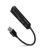 AXAGON HMA-GL3A, USB 3.2 Gen 1 hub, porty 3x USB-A + Gigabit Ethernet, kovový, kabel USB-A 20cm
