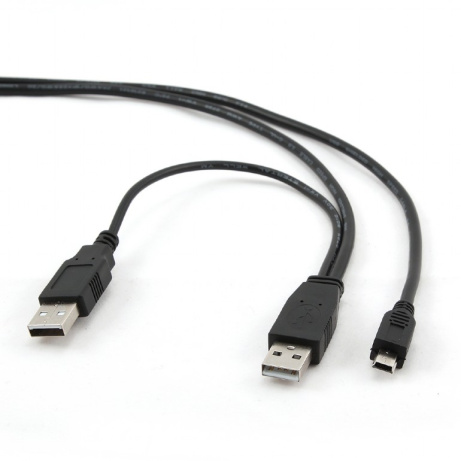 GEMBIRD CABLEXPERT Kabel USB A-MINI 5PM 2.0, 0,9 m DUÁLNÍ pro extra napájení