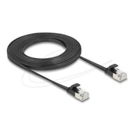 Delock Plochý patch kabel RJ45 zástrčka na zástrčku Cat.6A U/FTP 3 m, černý