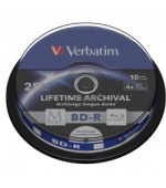 VERBATIM Blu-ray BD-R M-Disc 25GB 4x Printable, 10-cake