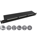 19" patch panel Solarix 24 x RJ45 CAT5E STP 1U SX24-5E-STP-BK-N