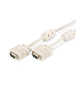 Digitus Připojovací kabel monitoru VGA, HD15 M/M, 3 m, 3Coax/7C, 2xferit, be