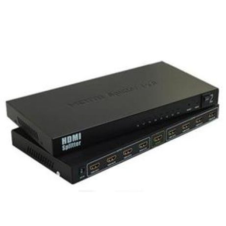PremiumCord HDMI splitter 1-8 portů kovový s napájecím adaptérem, 4K, 1080p, 3D