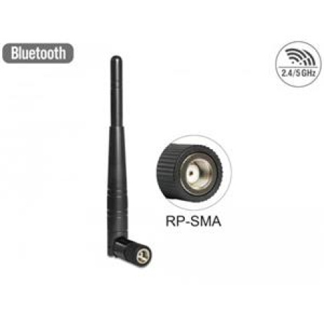 Delock WLAN 802.11 ac/a/h/b/g/n anténa RP-SMA samec 3 dBi všesměrová s otočným kloubem černá