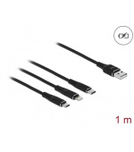 Delock Nabíjecí kabel USB 3 v 1 pro Lightning™ / Micro USB / USB Type-C™, 1 m černá
