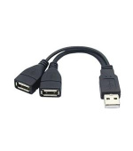 PremiumCord USB 2.0 kabel A/Male to A/Female (data+nabíjení) + A/Female (nabíjení) 15cm