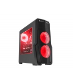 Počítačová skříň Genesis Titan 800 RED MIDI (USB 3.0), 4 ventilátory s červeným podsvícením