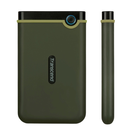 TRANSCEND 1TB StoreJet 25M3G SLIM, 2.5”, USB 3.0 (3.1 Gen 1) Externí Anti-Shock disk, tenký profil, armádní zelená