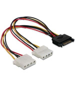 Delock Power Adapter SATA 15-pin samec na 2x Molex 4-pin samice, 20cm