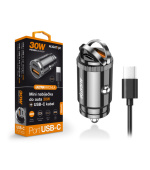 Aligator mini nabíječka do auta Power Delivery 30W, USB-C + USB-A, USB-C/USB-C kabel