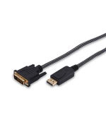 Ednet kabelový adaptér DisplayPort, DP samec na DVI (24 + 1) samec, 2,0 m, Full HD, CE, bavlna, zlato, bl