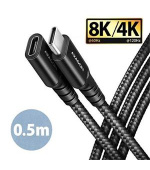 AXAGON BUCM32-CF05AB prodlužovací kabel USB-C (M) <-> USB-C (F), 0.5m, USB 20Gbps, PD 240W 5A, 8K HD, ALU, oplet, černý