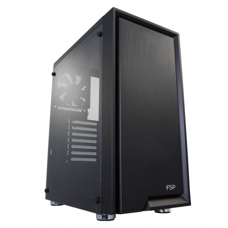 FSP/Fortron ATX Midi Tower CMT140 Black, průhledná bočnice