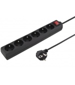 Prodlužovací přívod 230V 5m 6 zásuvek, vyp, černý