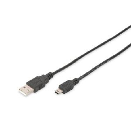 Digitus USB 2.0 connection cable, type A - mini B (5pin) M/M, 1.8m, USB 2.0 conform, bl